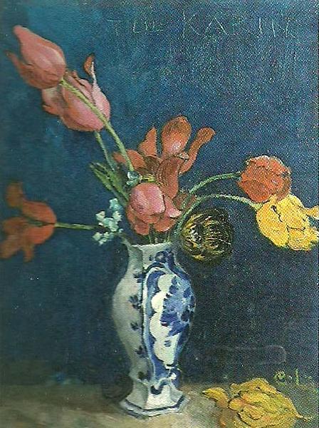 Carl Larsson tulpaner i vas oil painting picture